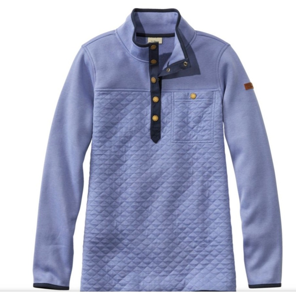 LLBean Quilted Snap Neck Pullover Sweatshirt Wome… - image 1